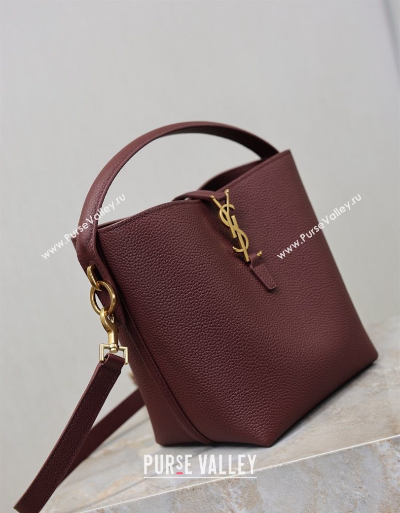 Saint Laurent LE 37 Small Bucket Bag in Grained leather 749036 Burgundy 2026 (YY-260119074)