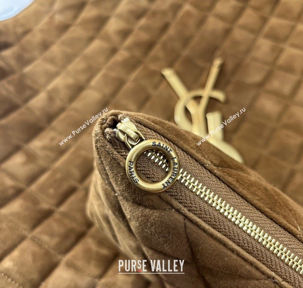 Saint Laurent Icare Maxi Shopping Bag in Quilted Suede 698651 Brown 2026 (nana-260119044)