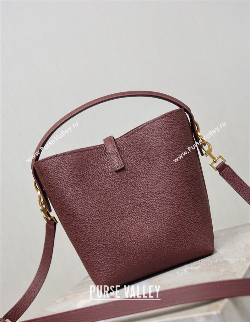 Saint Laurent LE 37 Small Bucket Bag in Grained leather 749036 Burgundy 2026 (YY-260119074)
