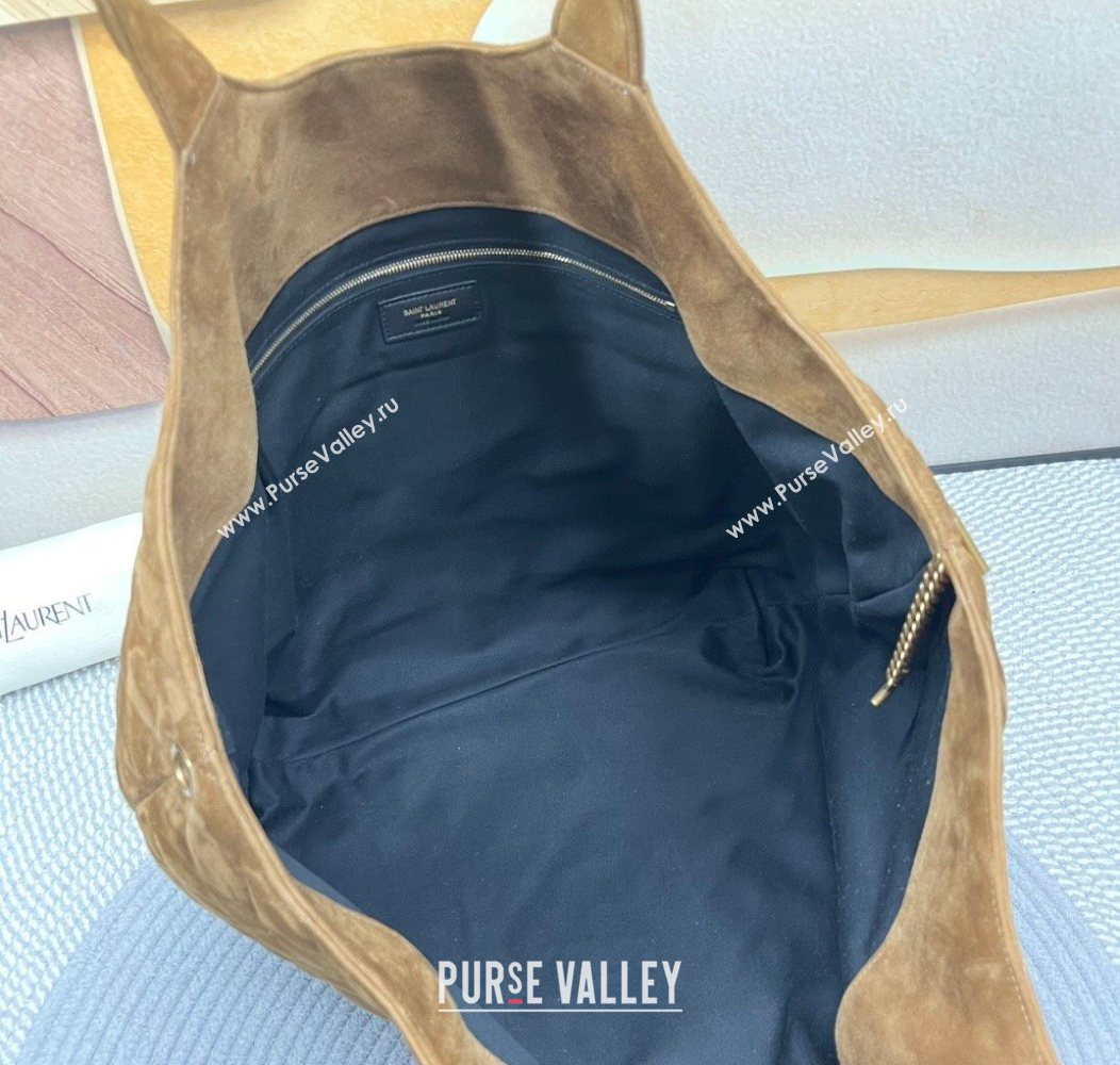 Saint Laurent Icare Maxi Shopping Bag in Quilted Suede 698651 Brown 2026 (nana-260119044)