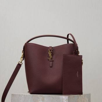 Saint Laurent LE 37 Bucket Bag in Grained leather 742828 Burgundy 2026 (YY-260119077)