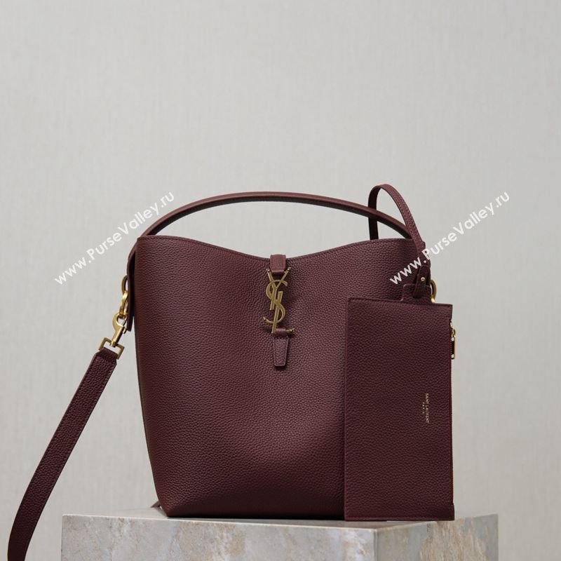 Saint Laurent LE 37 Bucket Bag in Grained leather 742828 Burgundy 2026 (YY-260119077)