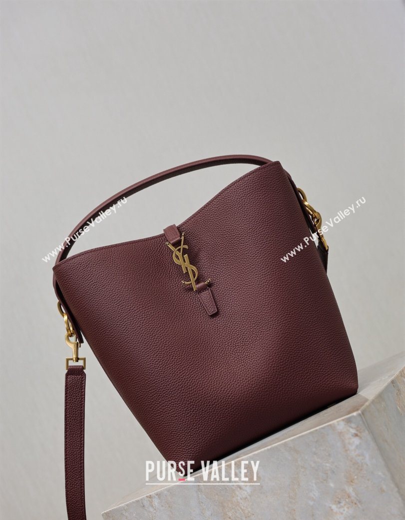 Saint Laurent LE 37 Bucket Bag in Grained leather 742828 Burgundy 2026 (YY-260119077)