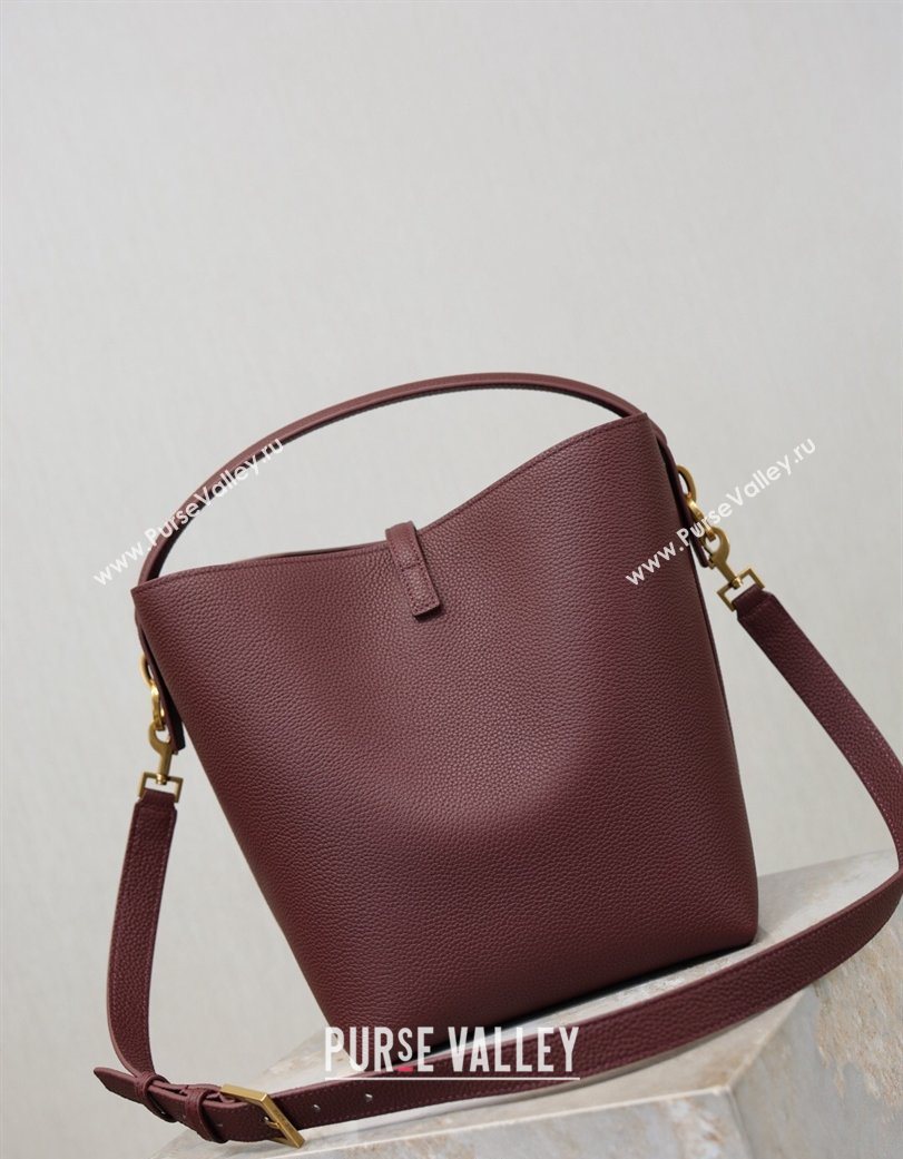 Saint Laurent LE 37 Bucket Bag in Grained leather 742828 Burgundy 2026 (YY-260119077)