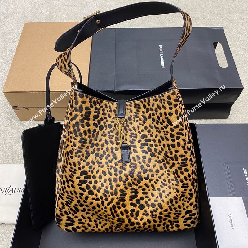 Saint Laurent LE 5 À 7 Supple Hobo Bag in Leopard Print Pony Hair 2025 753387 (YY-260119079)