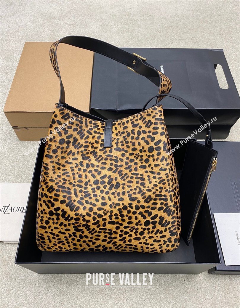 Saint Laurent LE 5 À 7 Supple Hobo Bag in Leopard Print Pony Hair 2025 753387 (YY-260119079)
