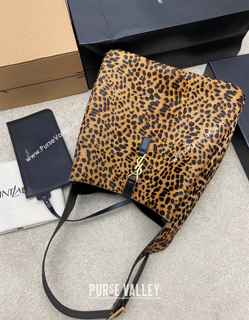 Saint Laurent LE 5 À 7 Supple Hobo Bag in Leopard Print Pony Hair 2025 753387 (YY-260119079)