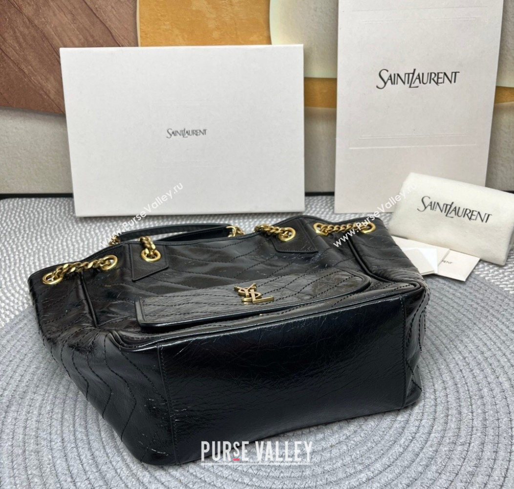Saint Laurent Niki Small Shopping Bag in Shiny Vintage Leather Black 2026 862295 (nana-260119046)