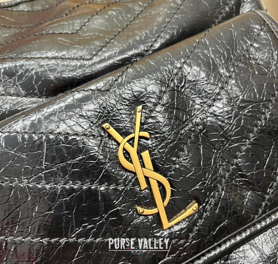 Saint Laurent Niki Small Shopping Bag in Shiny Vintage Leather Black 2026 862295 (nana-260119046)