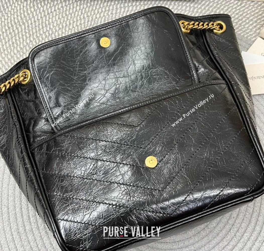 Saint Laurent Niki Small Shopping Bag in Shiny Vintage Leather Black 2026 862295 (nana-260119046)