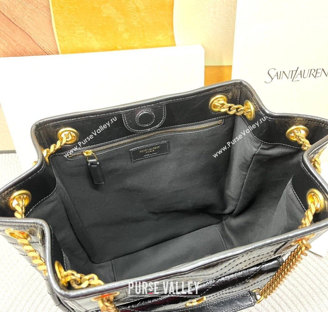 Saint Laurent Niki Small Shopping Bag in Shiny Vintage Leather Black 2026 862295 (nana-260119046)