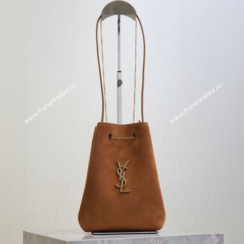 Saint Laurent Pochon Bucket Bag in Suede Caramel 2025 801070 (YY-260119101)