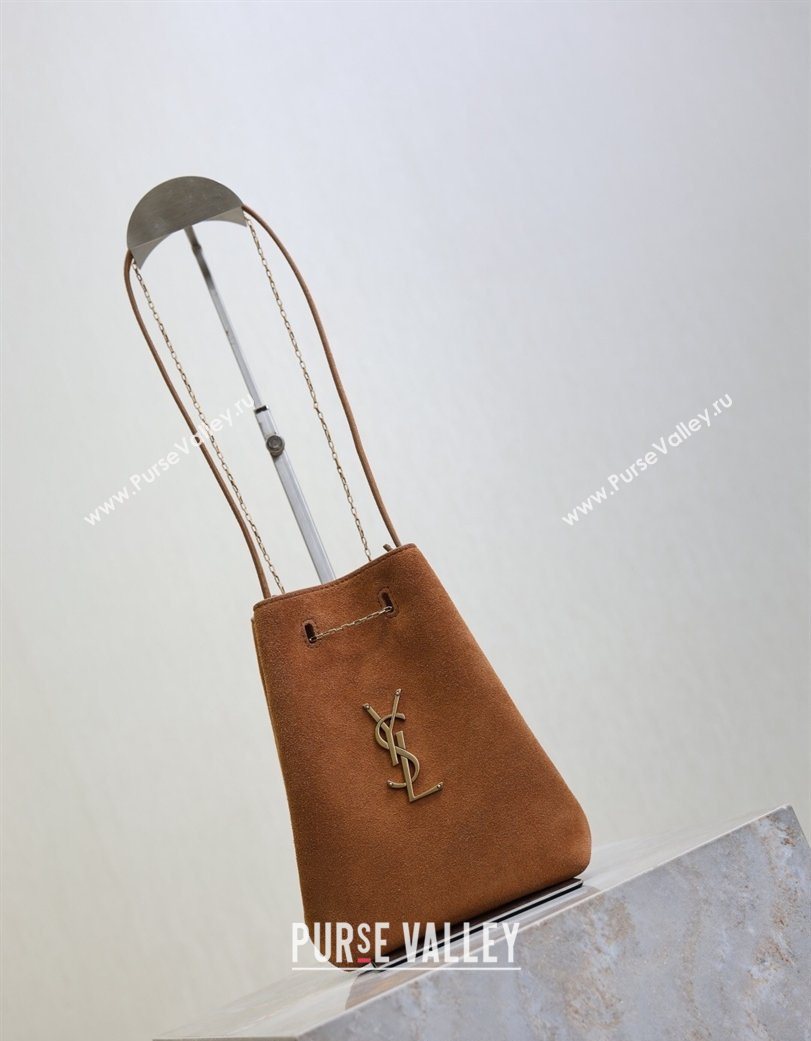 Saint Laurent Pochon Bucket Bag in Suede Caramel 2025 801070 (YY-260119101)