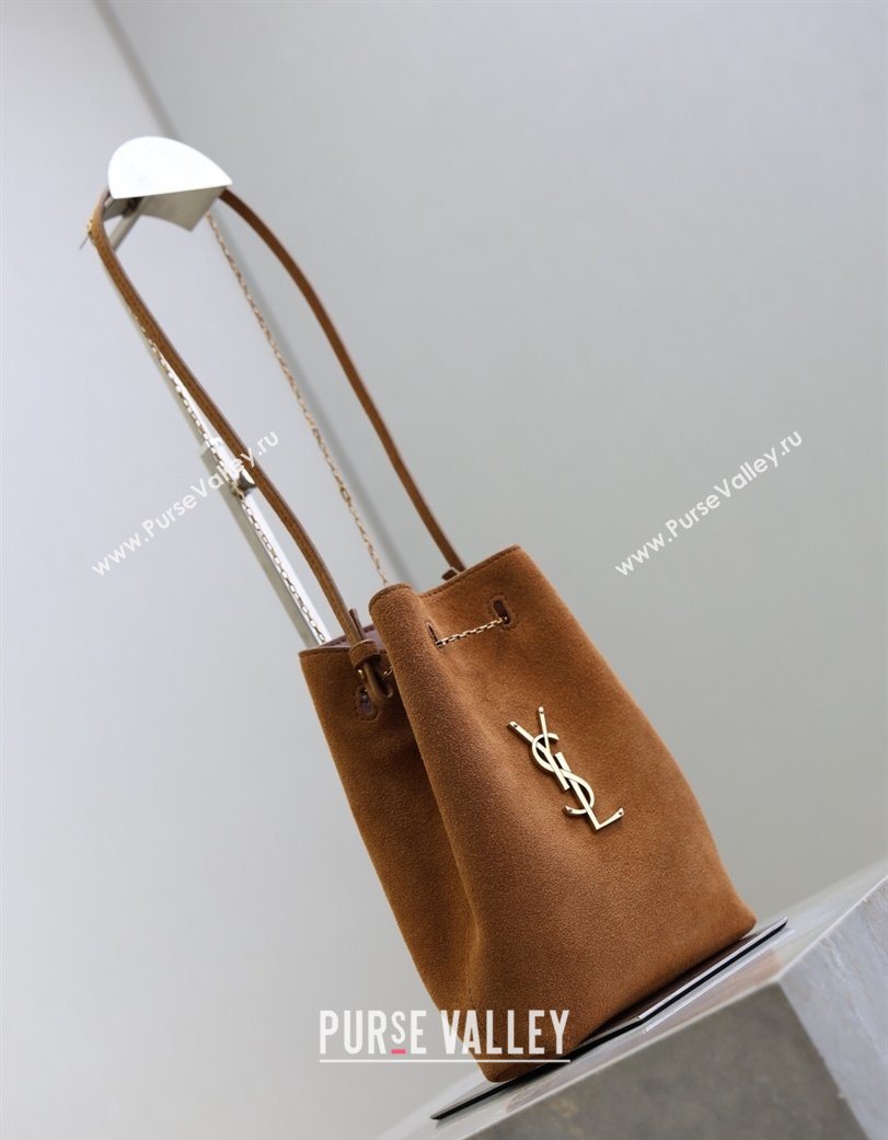 Saint Laurent Pochon Bucket Bag in Suede Caramel 2025 801070 (YY-260119101)