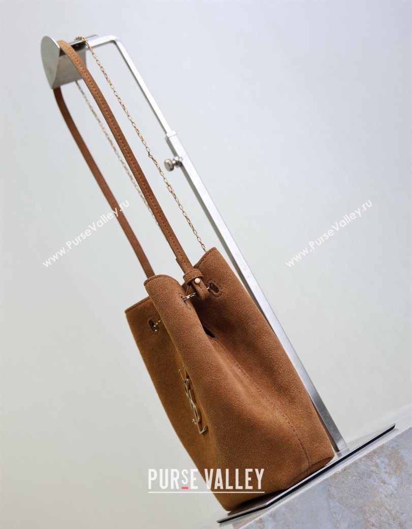 Saint Laurent Pochon Bucket Bag in Suede Caramel 2025 801070 (YY-260119101)