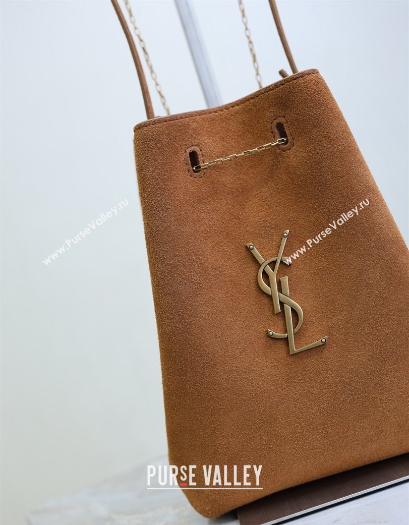 Saint Laurent Pochon Bucket Bag in Suede Caramel 2025 801070 (YY-260119101)