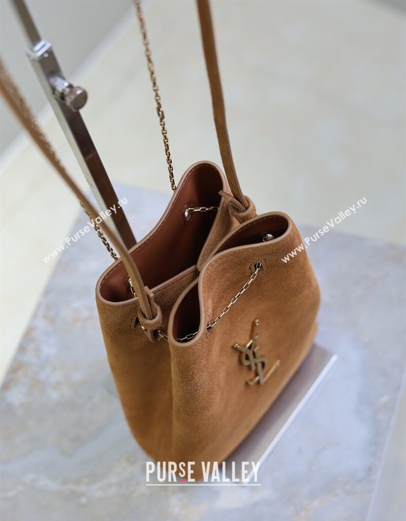 Saint Laurent Pochon Bucket Bag in Suede Caramel 2025 801070 (YY-260119101)