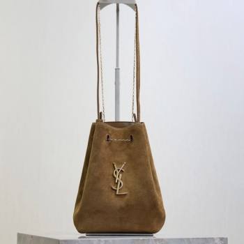 Saint Laurent Pochon Bucket Bag in Suede Brown 2025 801070 (YY-260119102)