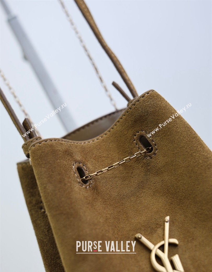 Saint Laurent Pochon Bucket Bag in Suede Brown 2025 801070 (YY-260119102)