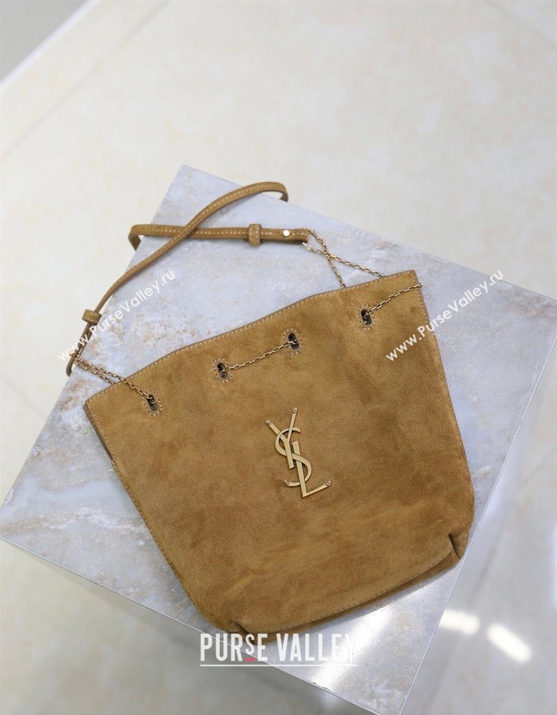 Saint Laurent Pochon Bucket Bag in Suede Brown 2025 801070 (YY-260119102)