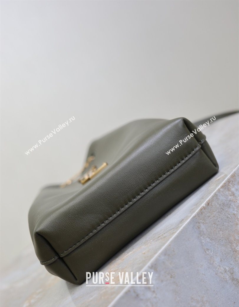 Saint Laurent Pochon Bucket Bag in Lambskin Leather Green 2025 801070 (YY-260119103)