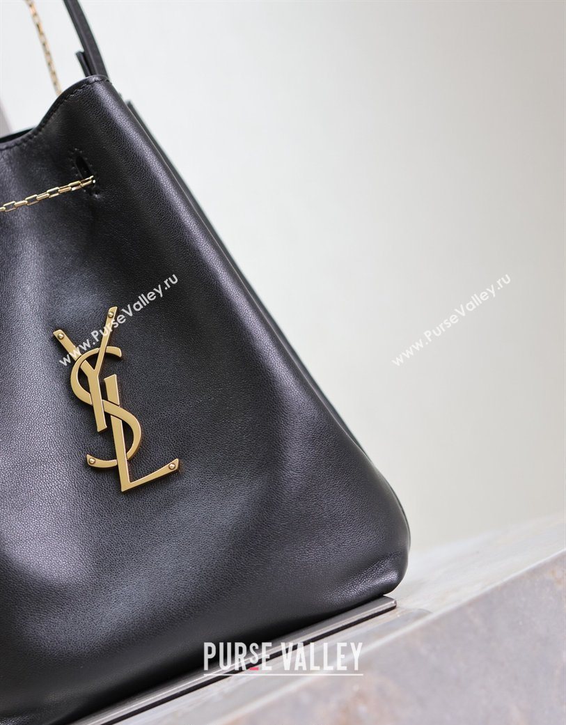 Saint Laurent Pochon Bucket Bag in Lambskin Leather Black 2025 801070 (YY-260119104)
