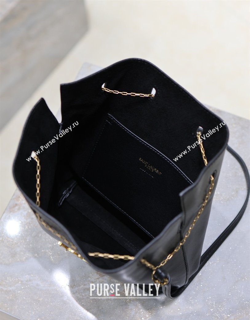 Saint Laurent Pochon Bucket Bag in Lambskin Leather Black 2025 801070 (YY-260119104)
