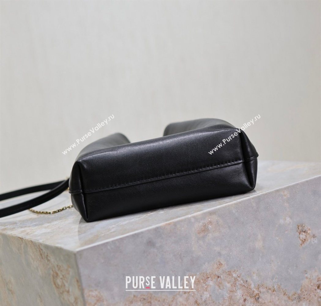 Saint Laurent Pochon Bucket Bag in Lambskin Leather Black 2025 801070 (YY-260119104)