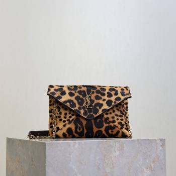 Saint Laurent Cassandre Chain Clutch in Leopard Print Pony Hair 2025 819271 (YY-260119080)