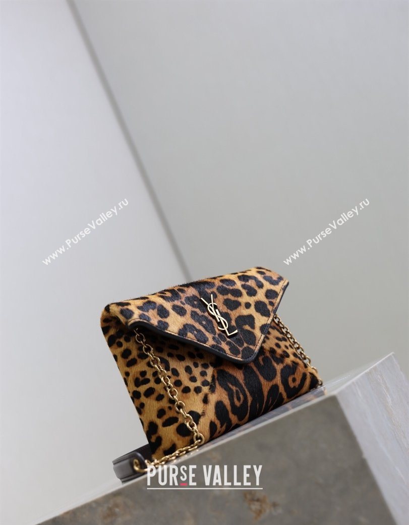 Saint Laurent Cassandre Chain Clutch in Leopard Print Pony Hair 2025 819271 (YY-260119080)