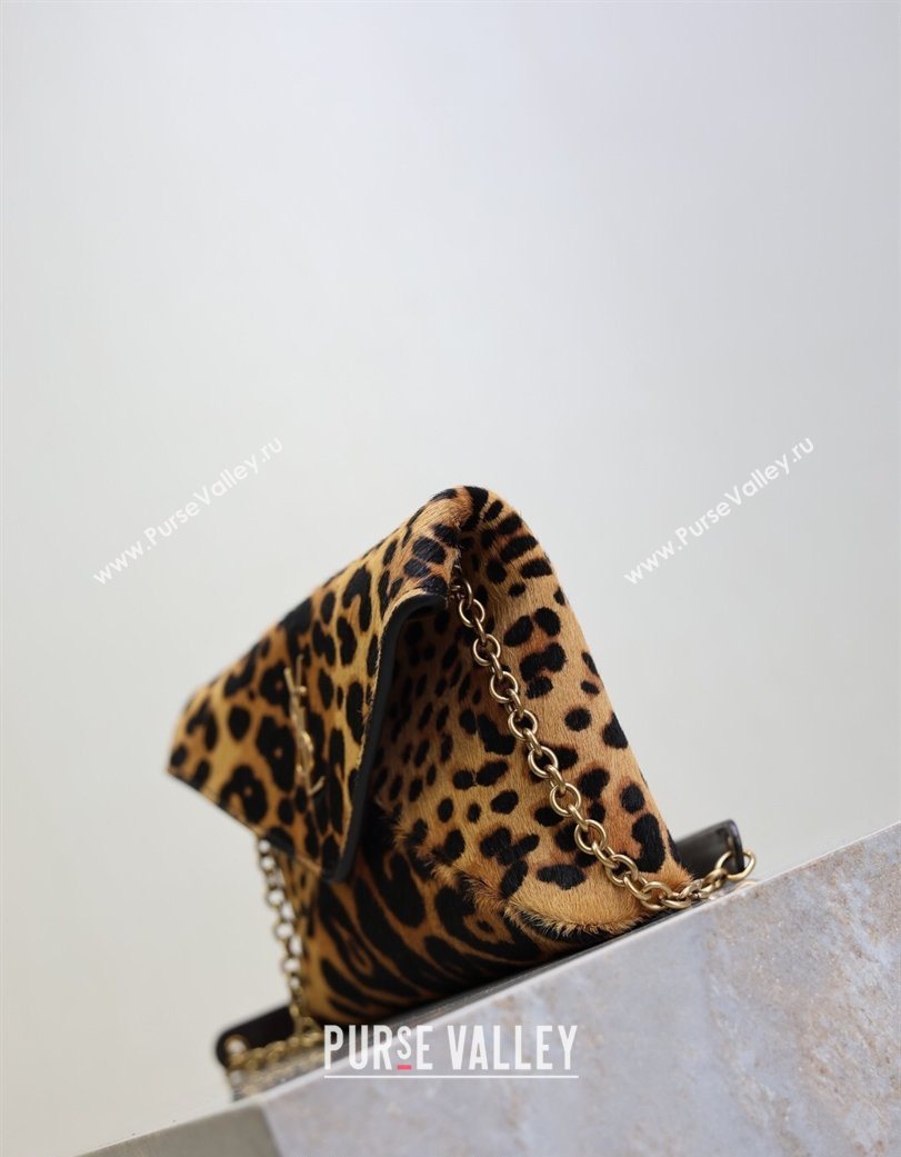 Saint Laurent Cassandre Chain Clutch in Leopard Print Pony Hair 2025 819271 (YY-260119080)