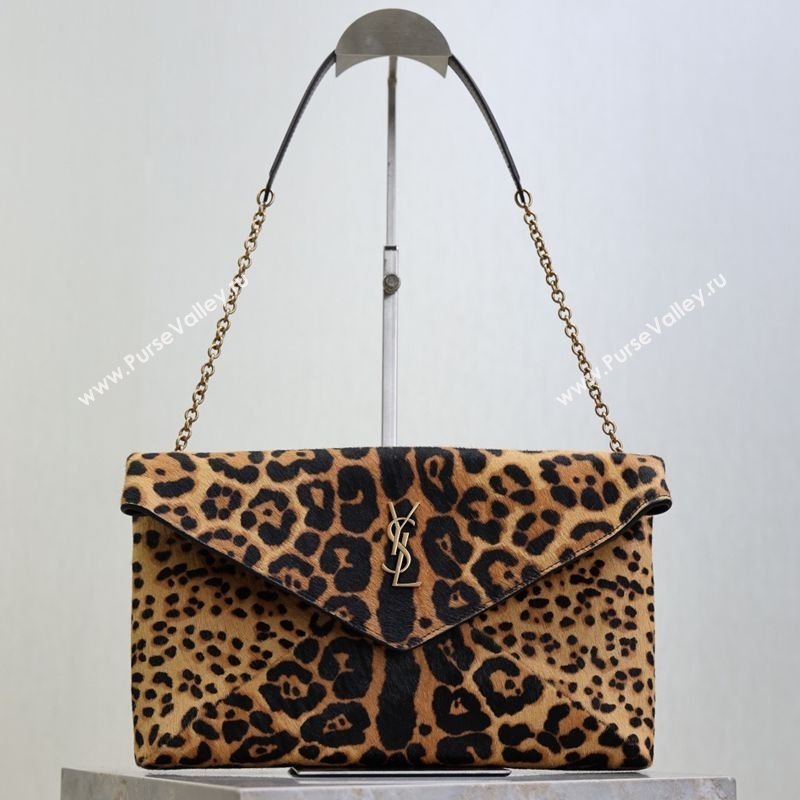 Saint Laurent Cassandre Large Envelope Pouch in Leopard Print Pony Hair 2025 769307 (YY-260119081)