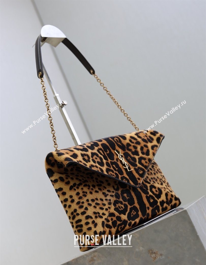 Saint Laurent Cassandre Large Envelope Pouch in Leopard Print Pony Hair 2025 769307 (YY-260119081)