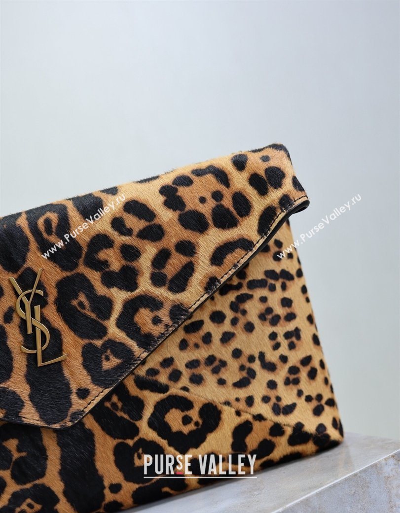 Saint Laurent Cassandre Large Envelope Pouch in Leopard Print Pony Hair 2025 769307 (YY-260119081)