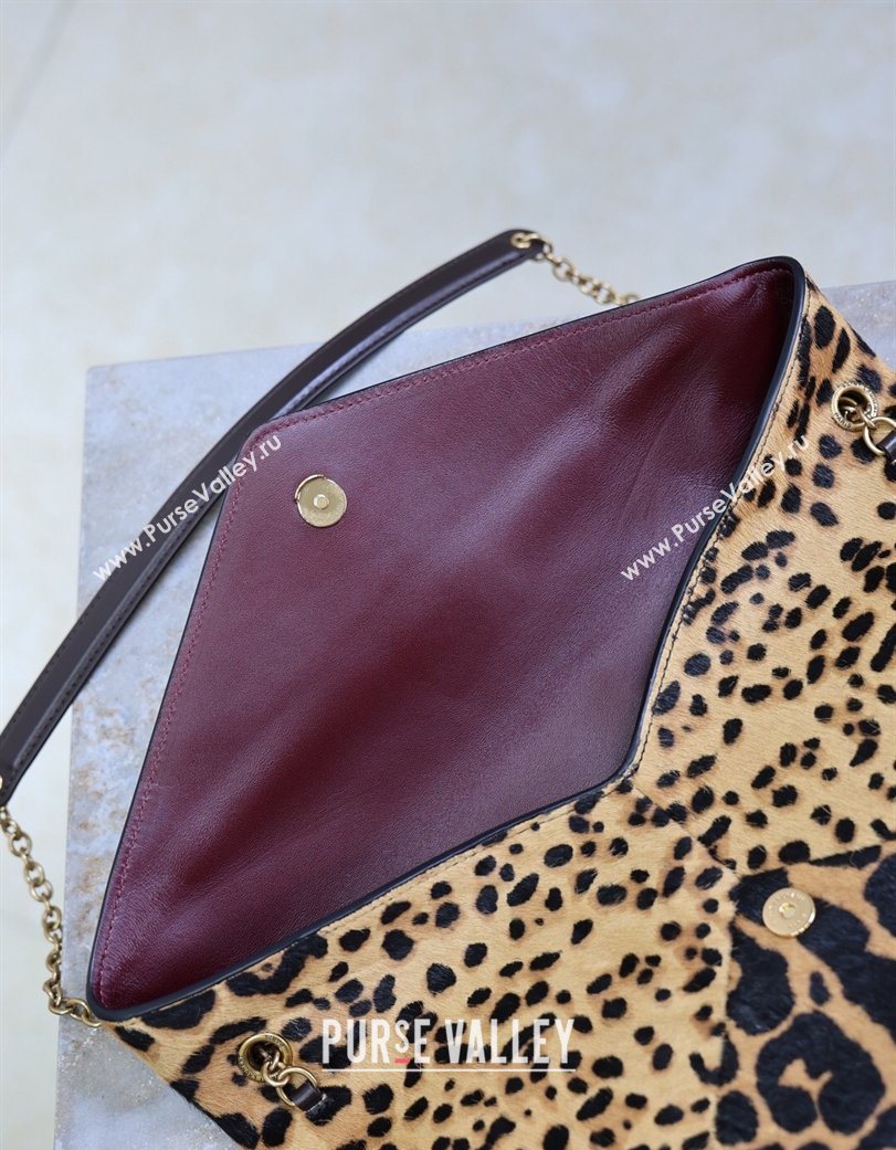 Saint Laurent Cassandre Large Envelope Pouch in Leopard Print Pony Hair 2025 769307 (YY-260119081)