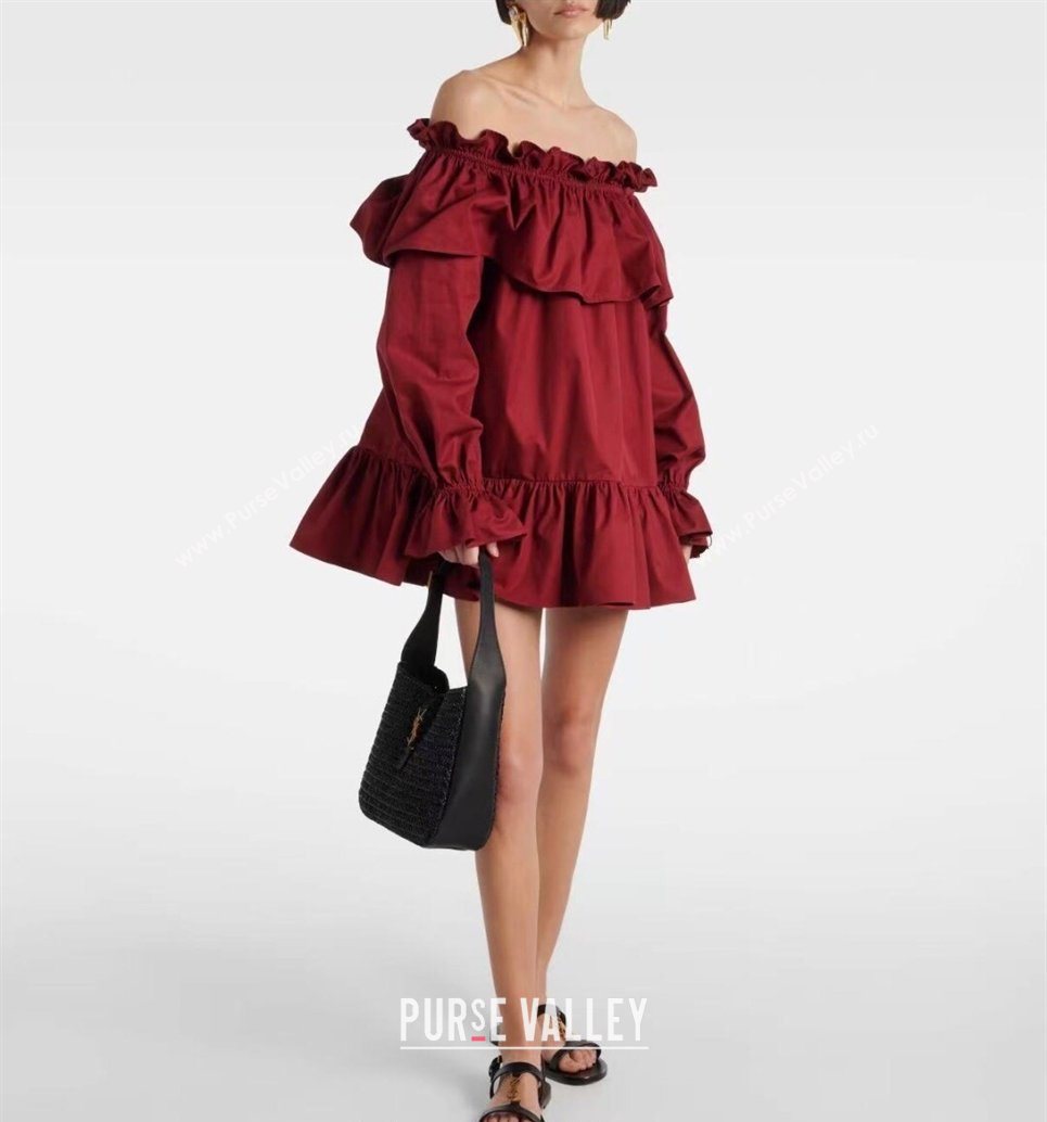 Saint Laurent LE 5 À 7 Supple Small Hobo Bag in Raffia Straw Like and Leather 713938 Black 2026 (YIDA-260119001)