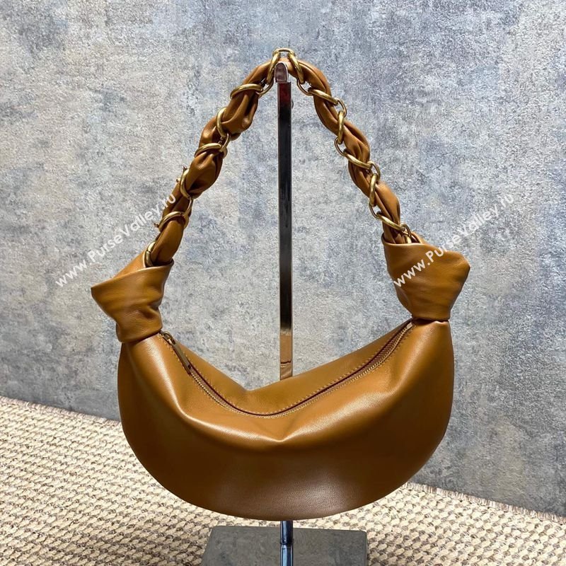 Saint Laurent Amalia Mini Hobo Bag in Calfskin Leather Caramel Brown 2026 862558 (YY-260119011)