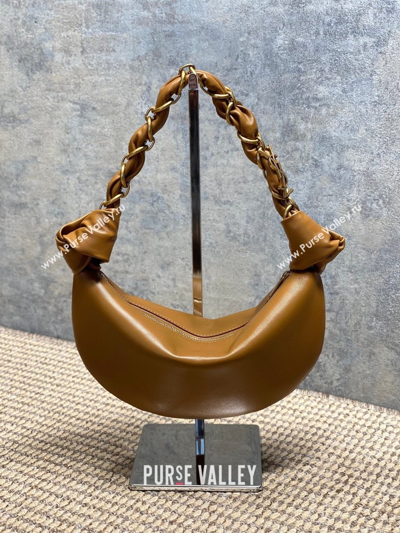 Saint Laurent Amalia Mini Hobo Bag in Calfskin Leather Caramel Brown 2026 862558 (YY-260119011)