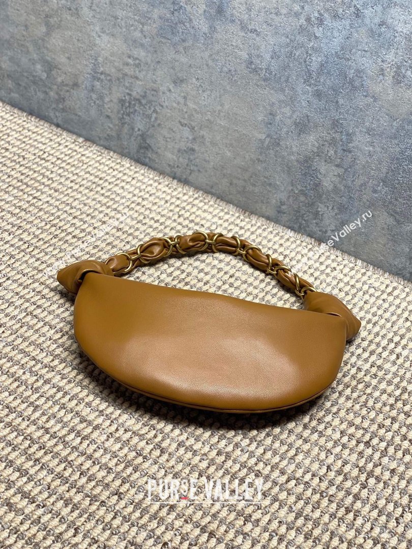 Saint Laurent Amalia Mini Hobo Bag in Calfskin Leather Caramel Brown 2026 862558 (YY-260119011)