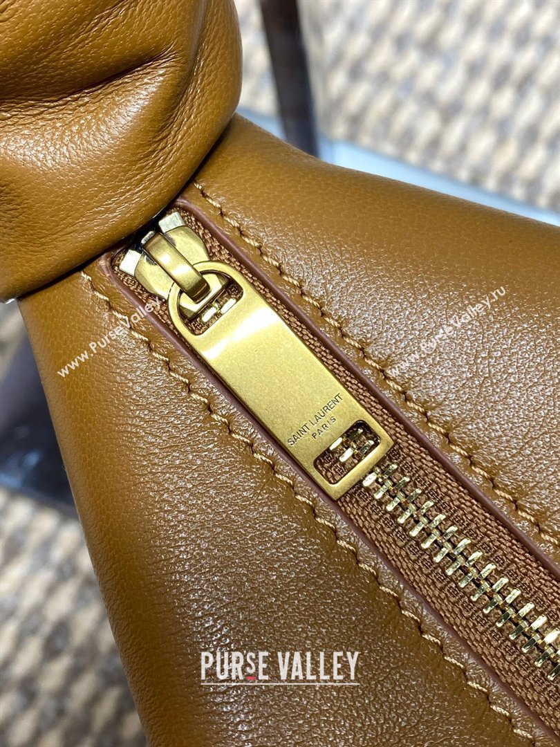 Saint Laurent Amalia Mini Hobo Bag in Calfskin Leather Caramel Brown 2026 862558 (YY-260119011)