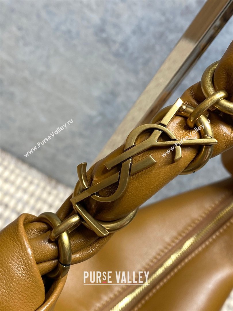 Saint Laurent Amalia Mini Hobo Bag in Calfskin Leather Caramel Brown 2026 862558 (YY-260119011)