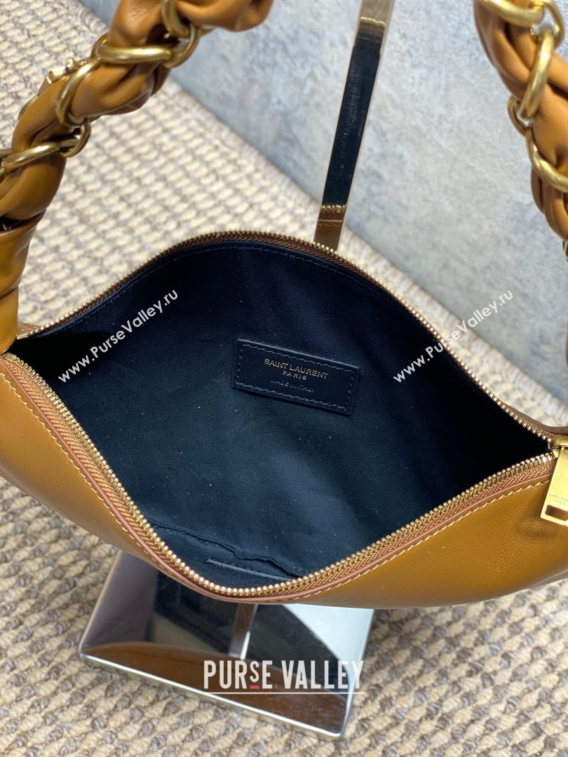 Saint Laurent Amalia Mini Hobo Bag in Calfskin Leather Caramel Brown 2026 862558 (YY-260119011)