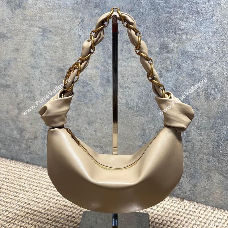 Saint Laurent Amalia Mini Hobo Bag in Calfskin Leather Apricot 2026 862558 (YY-260119012)
