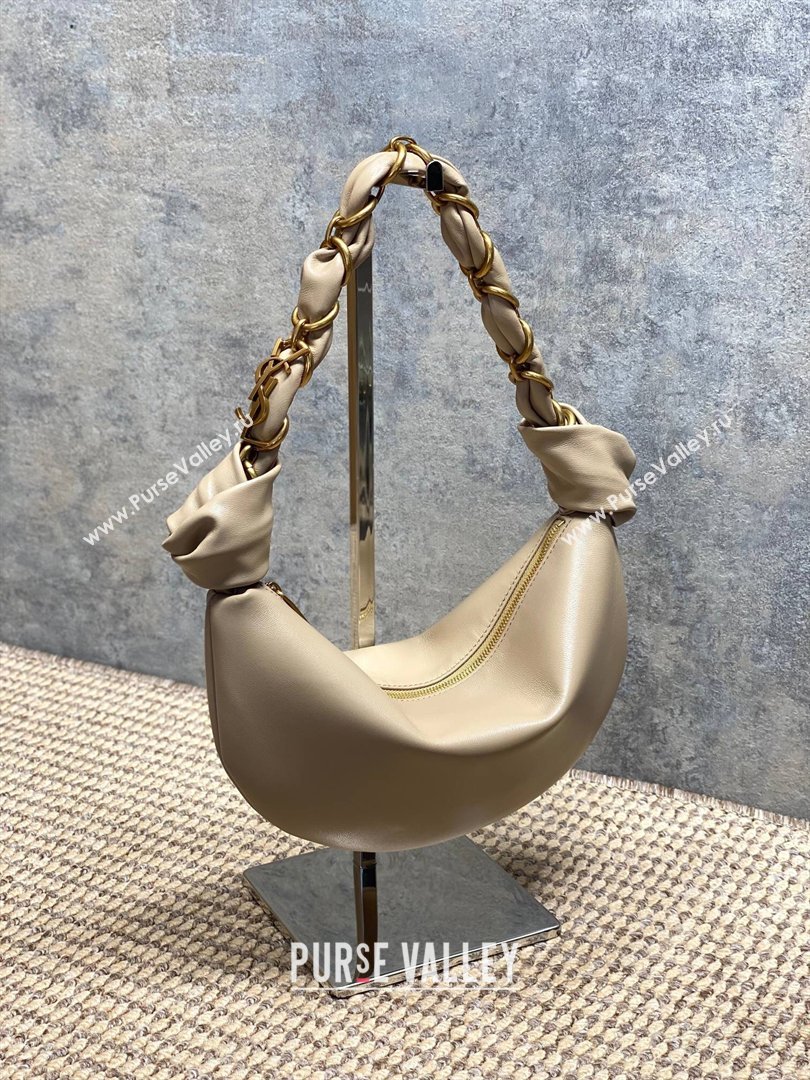 Saint Laurent Amalia Mini Hobo Bag in Calfskin Leather Apricot 2026 862558 (YY-260119012)