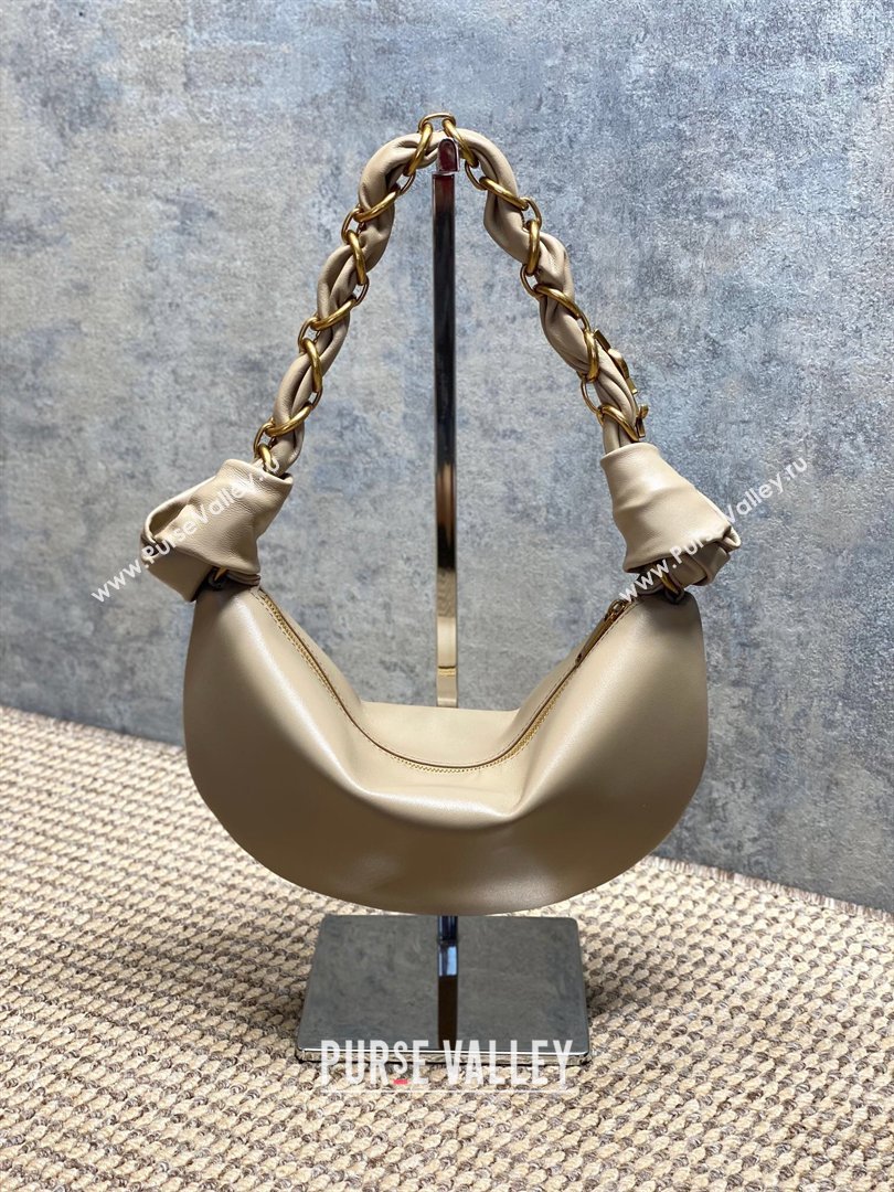 Saint Laurent Amalia Mini Hobo Bag in Calfskin Leather Apricot 2026 862558 (YY-260119012)