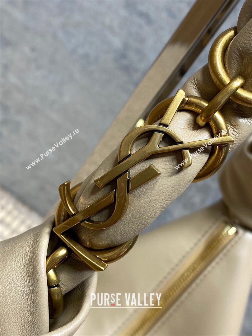 Saint Laurent Amalia Mini Hobo Bag in Calfskin Leather Apricot 2026 862558 (YY-260119012)