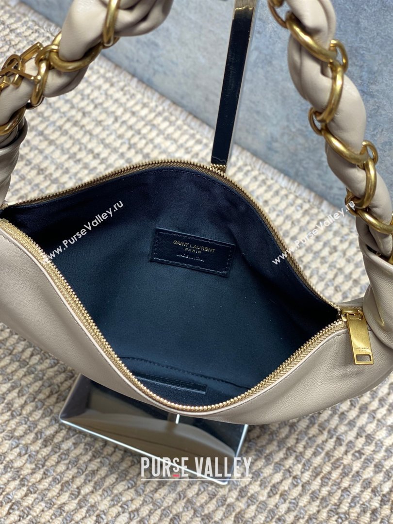 Saint Laurent Amalia Mini Hobo Bag in Calfskin Leather Apricot 2026 862558 (YY-260119012)