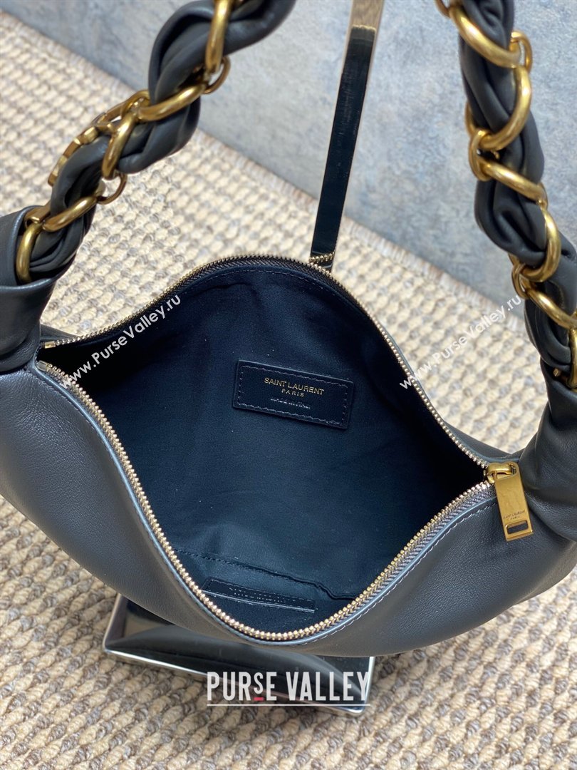 Saint Laurent Amalia Mini Hobo Bag in Calfskin Leather Grey 2026 862558 (YY-260119013)