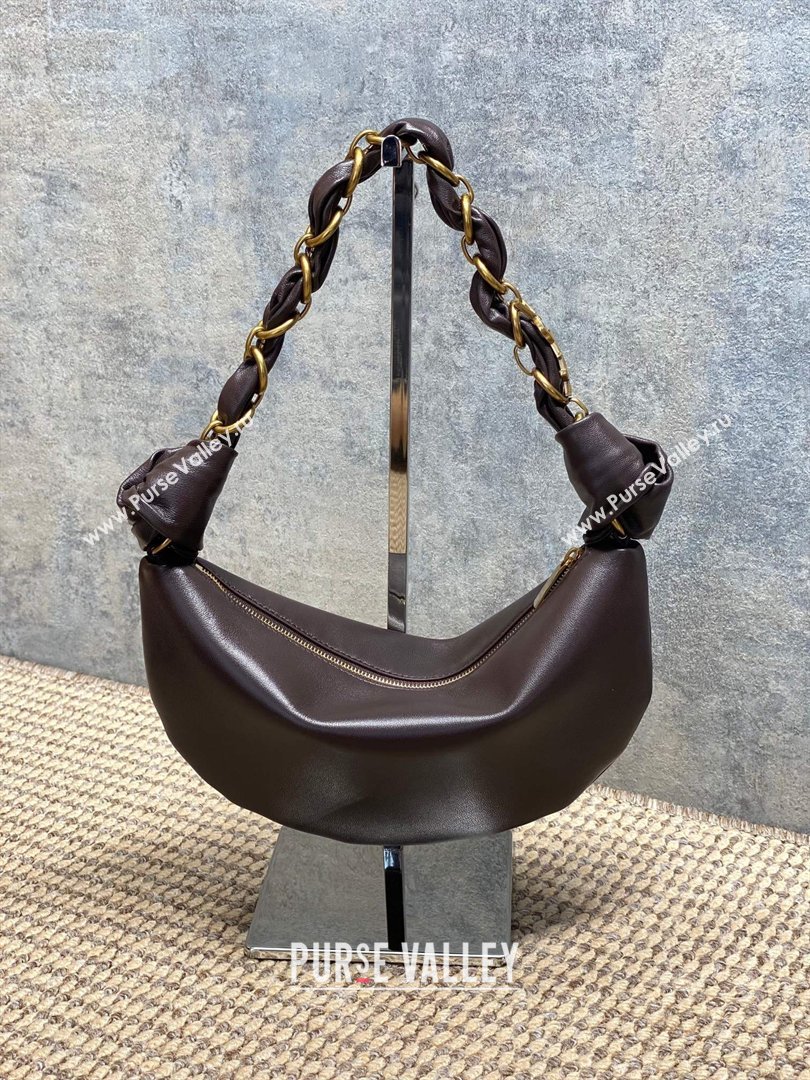 Saint Laurent Amalia Mini Hobo Bag in Calfskin Leather Coffee Brown 2026 862558 (YY-260119014)