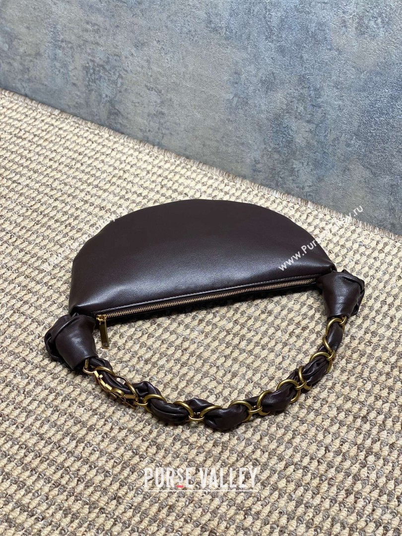 Saint Laurent Amalia Mini Hobo Bag in Calfskin Leather Coffee Brown 2026 862558 (YY-260119014)